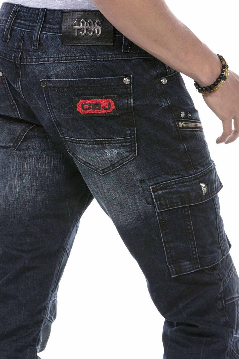 CD680 Men's Straight Fit Jeans with trendy cargo pockets