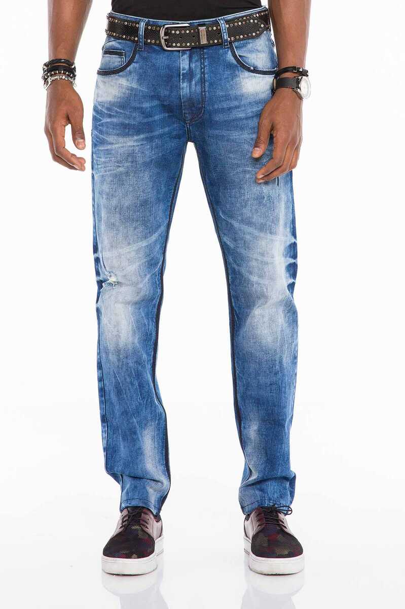 CD499 Men's comfortable jeans with cool contrast stitching