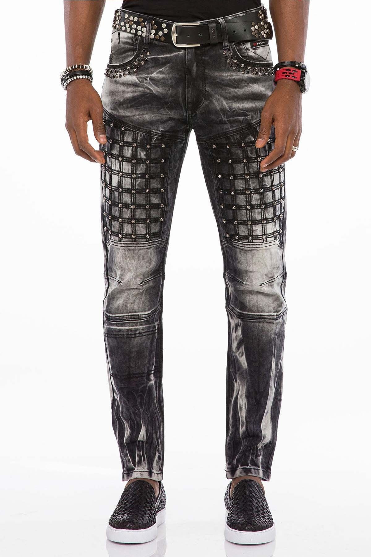 CD496 Men's Streetwear Jeans with Wash Pattern