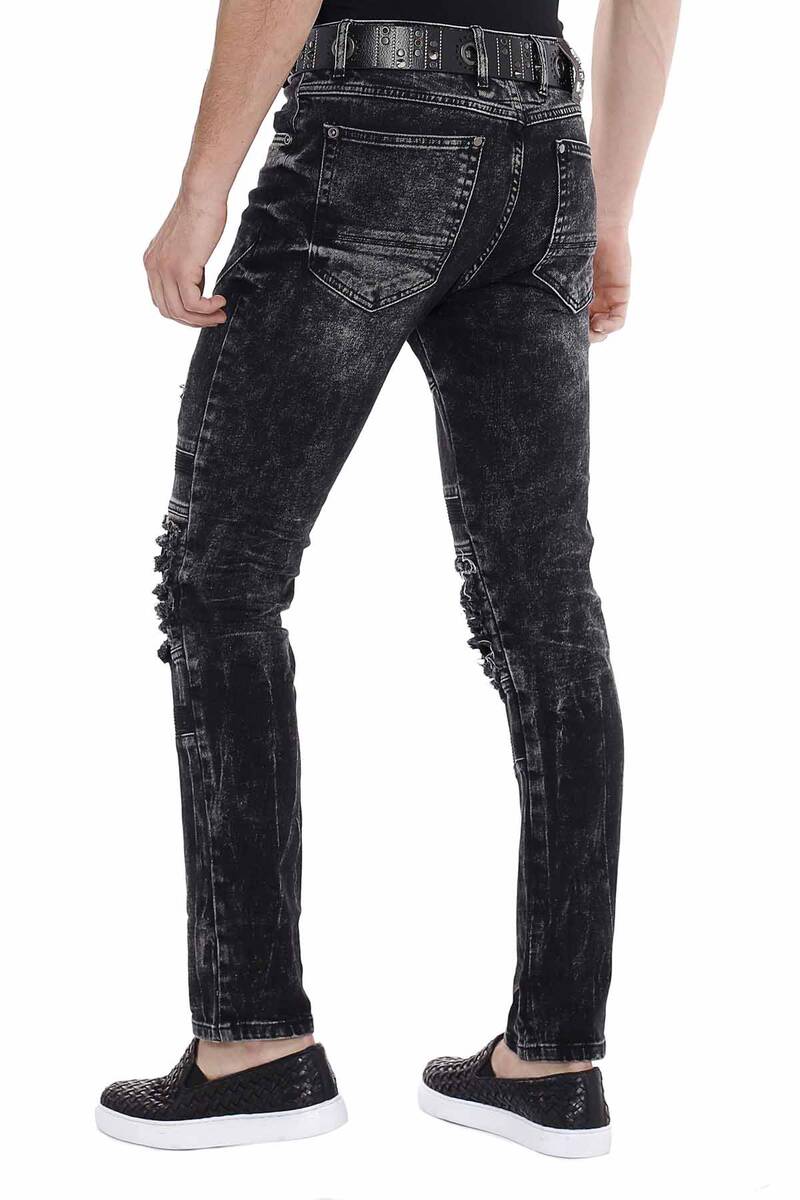 CD486A Men's slim-fit jeans in a used-destroyed look