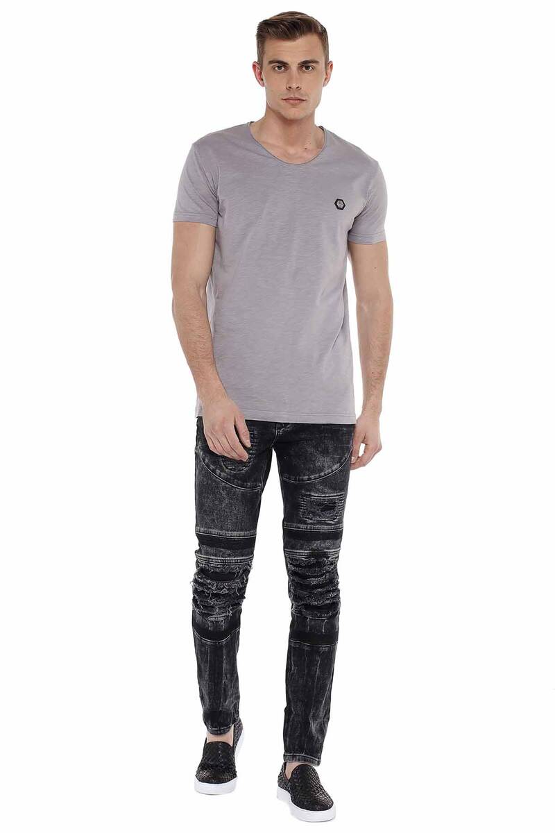CD486A Men's slim-fit jeans in a used-destroyed look