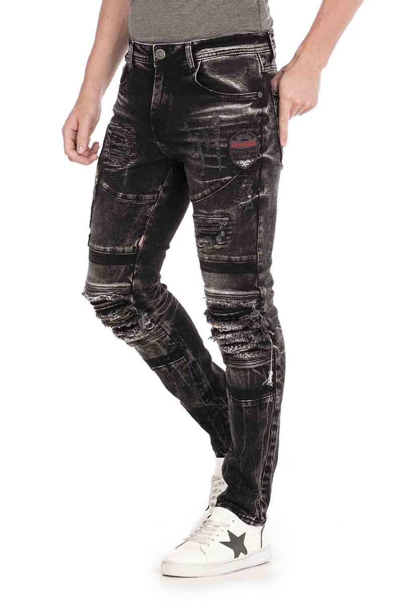 CD486 Men's slim-fit jeans with large animal motif