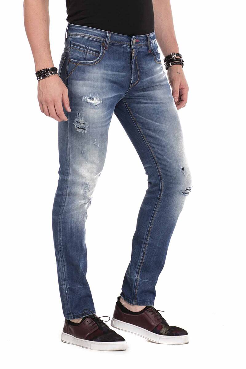 CD475 Men's comfortable jeans in a destroyed look, slim fit