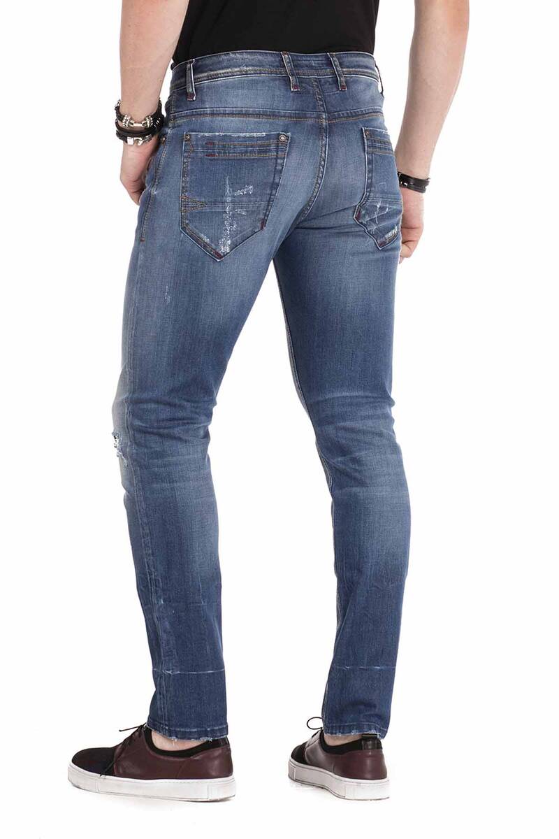 CD475 Men's comfortable jeans in a destroyed look, slim fit