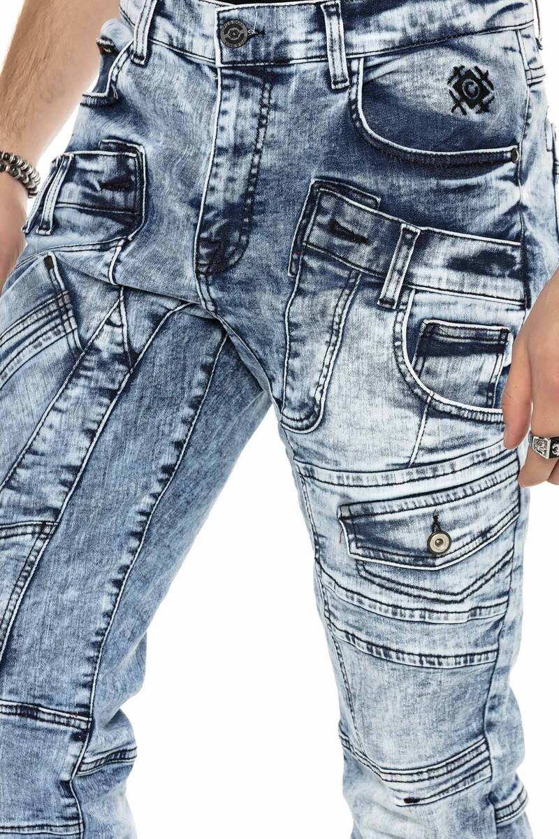 CD598 Men's comfortable jeans with cool decorative seam elements