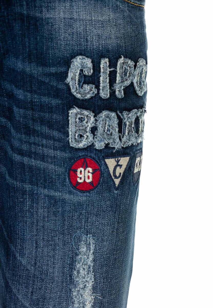 CD368 Men's comfortable jeans with patch in slim fit