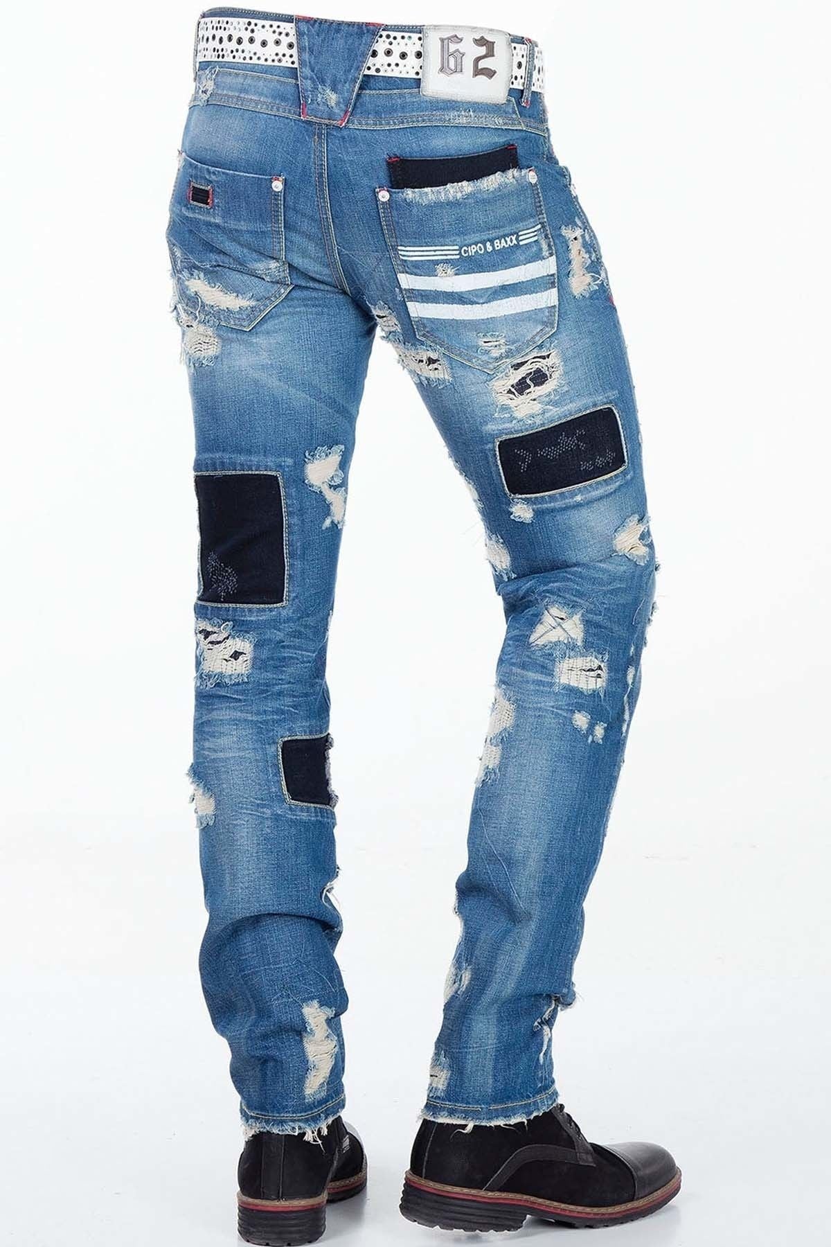 CD347 Men's comfortable jeans in a stylish destroyed look