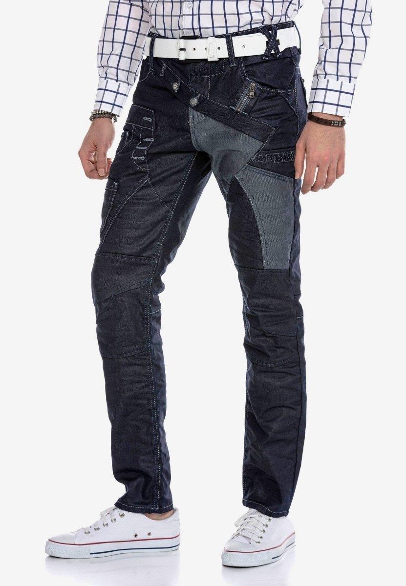CD301 men's comfortable jeans in a patchwork look in a straight fit
