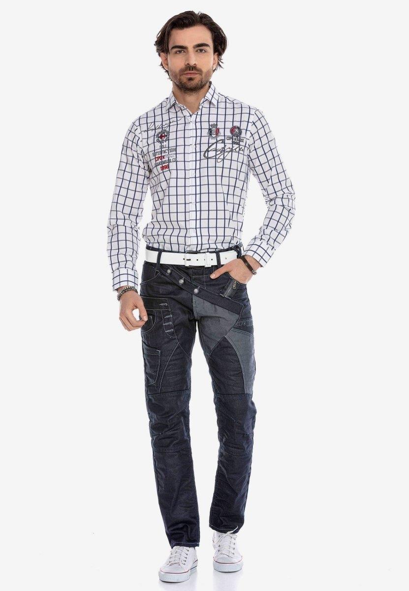 CD301 men's comfortable jeans in a patchwork look in a straight fit