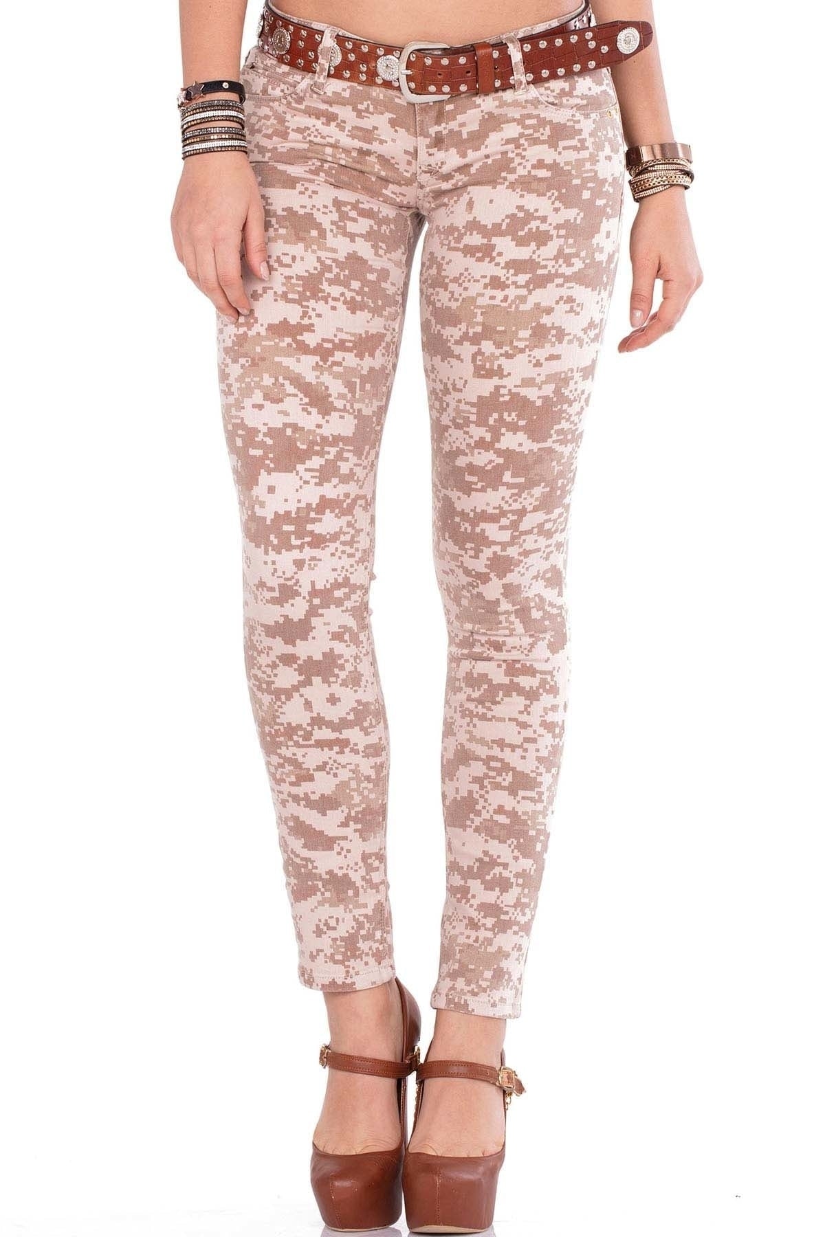 CBW-0521 women's camouflage jeans - feminine military look in rosé