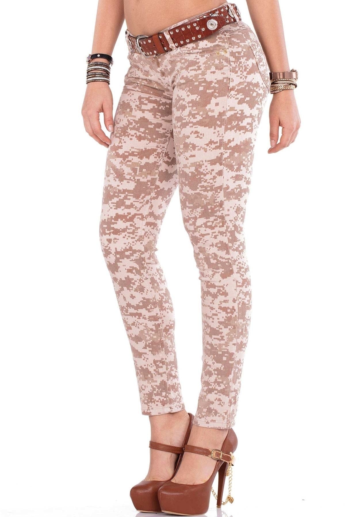 CBW-0521 women's camouflage jeans - feminine military look in rosé