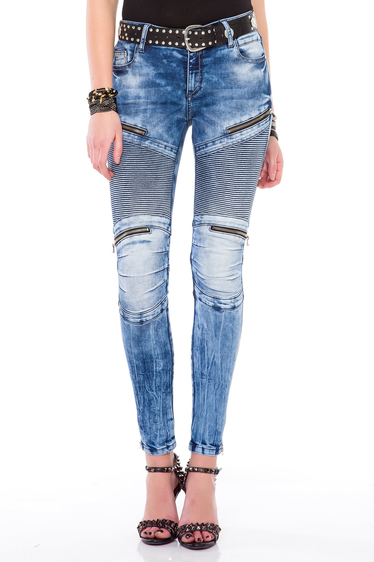 WD365 – Women's jeans with zipper details and biker style