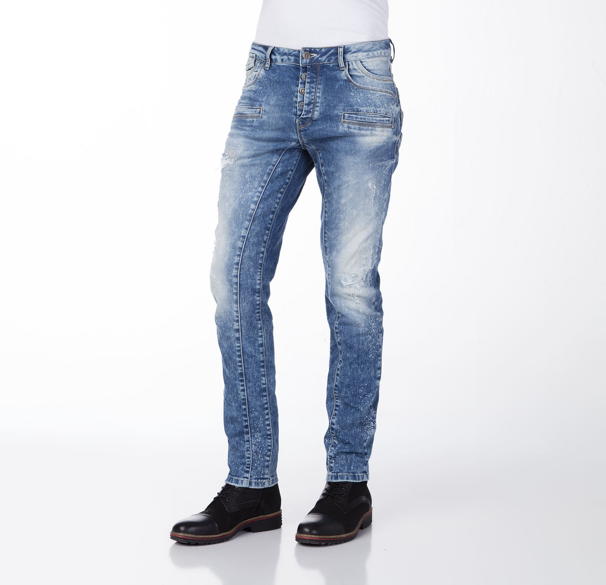 CD230 Men's Slim Fit Jeans – Lightweight denim trousers in blue with a used wash and contrast stitching | Modern fit for everyday wear and leisure