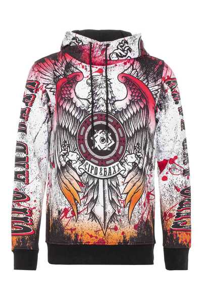 CL470 Men's hooded sweatshirt with cool all-over print