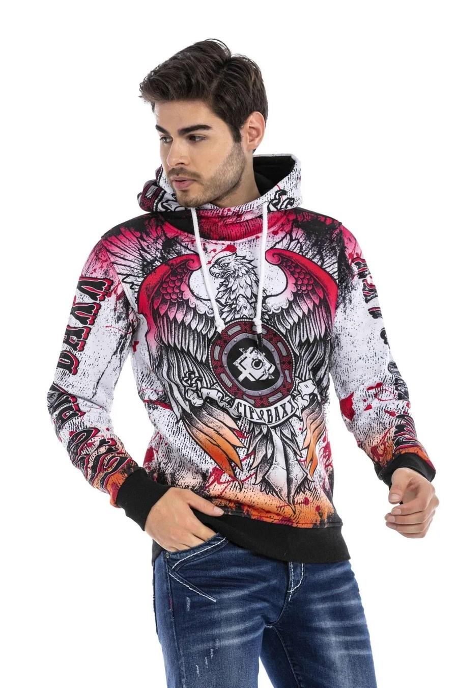 CL470 Men's hooded sweatshirt with cool all-over print