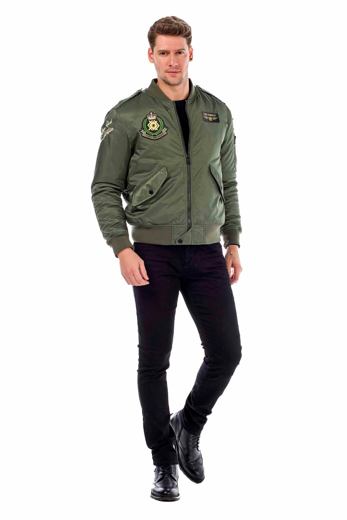 CM133 Men's Transitional Bomber Jacket – Lightweight & Striking | With Patch Details & Sporty Cut