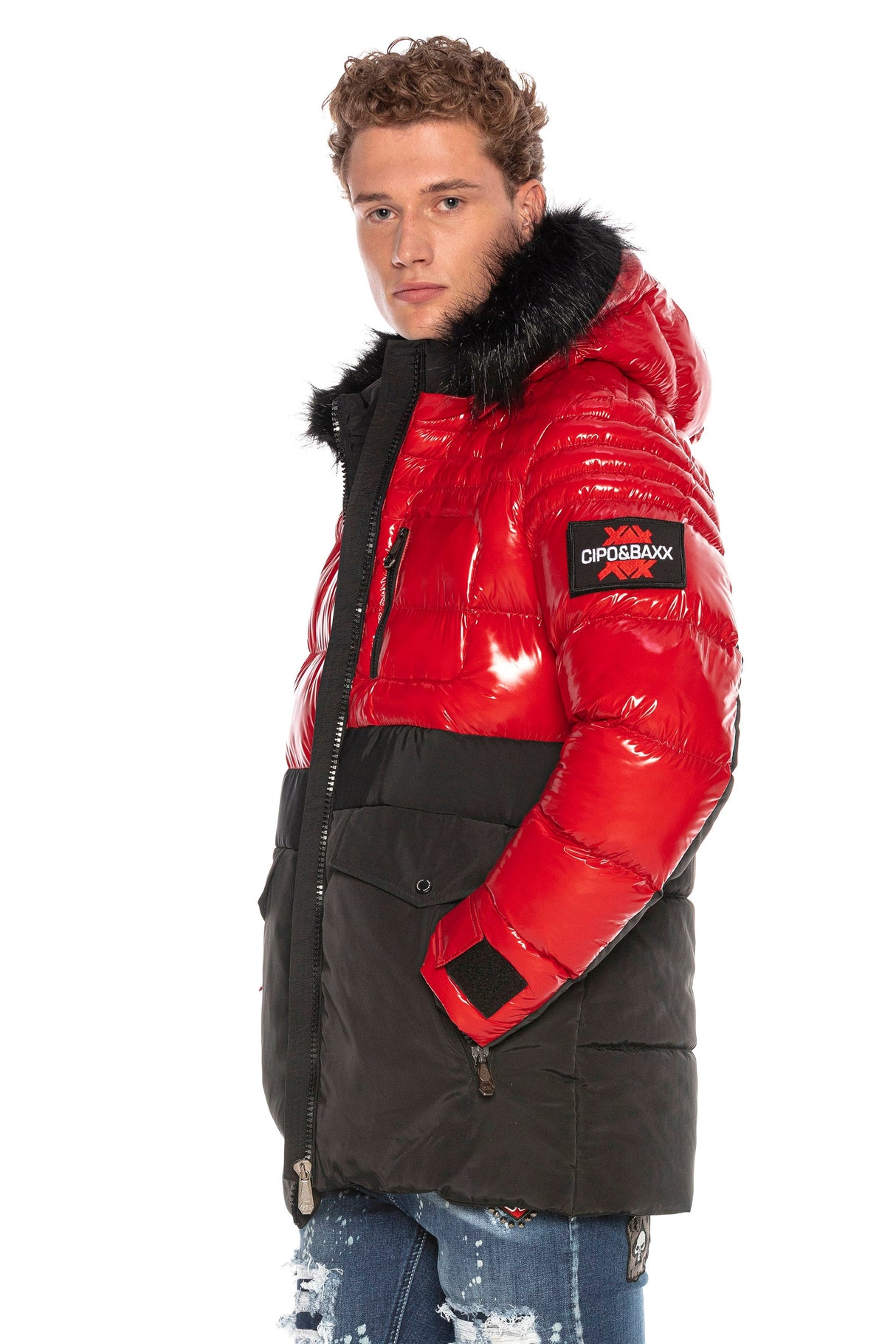 CM166 Men's Winter Jacket – Detachable Hood & Functional Details