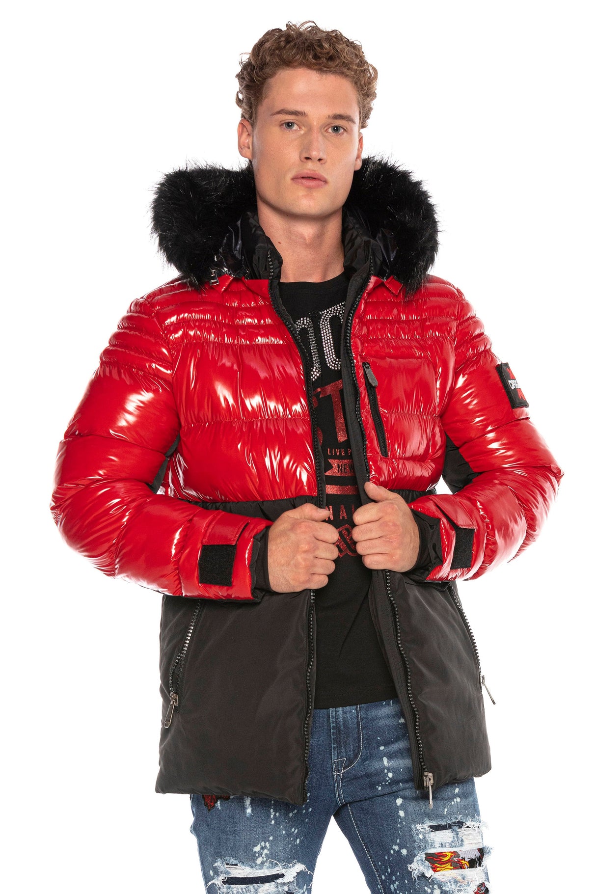CM166 Men's Winter Jacket – Detachable Hood & Functional Details