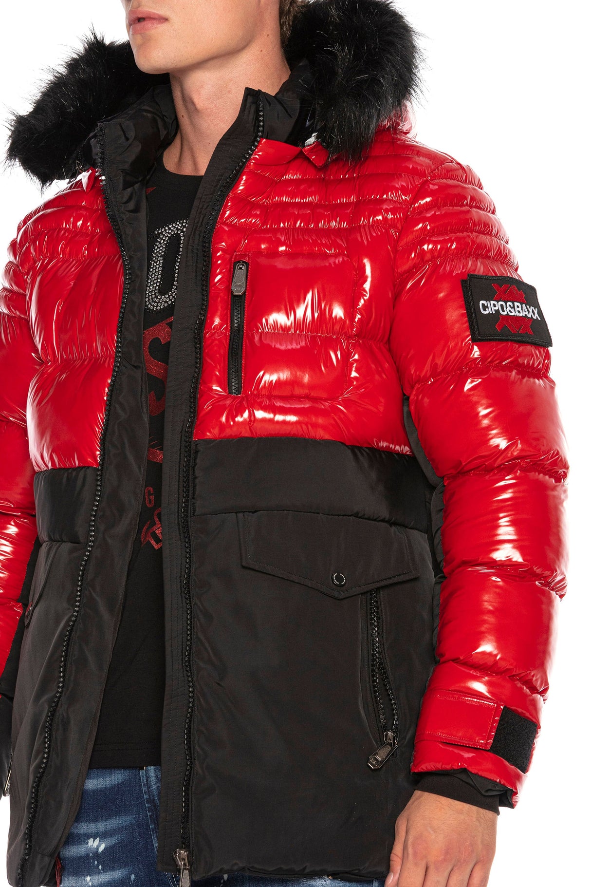 CM166 Men's Winter Jacket – Detachable Hood & Functional Details