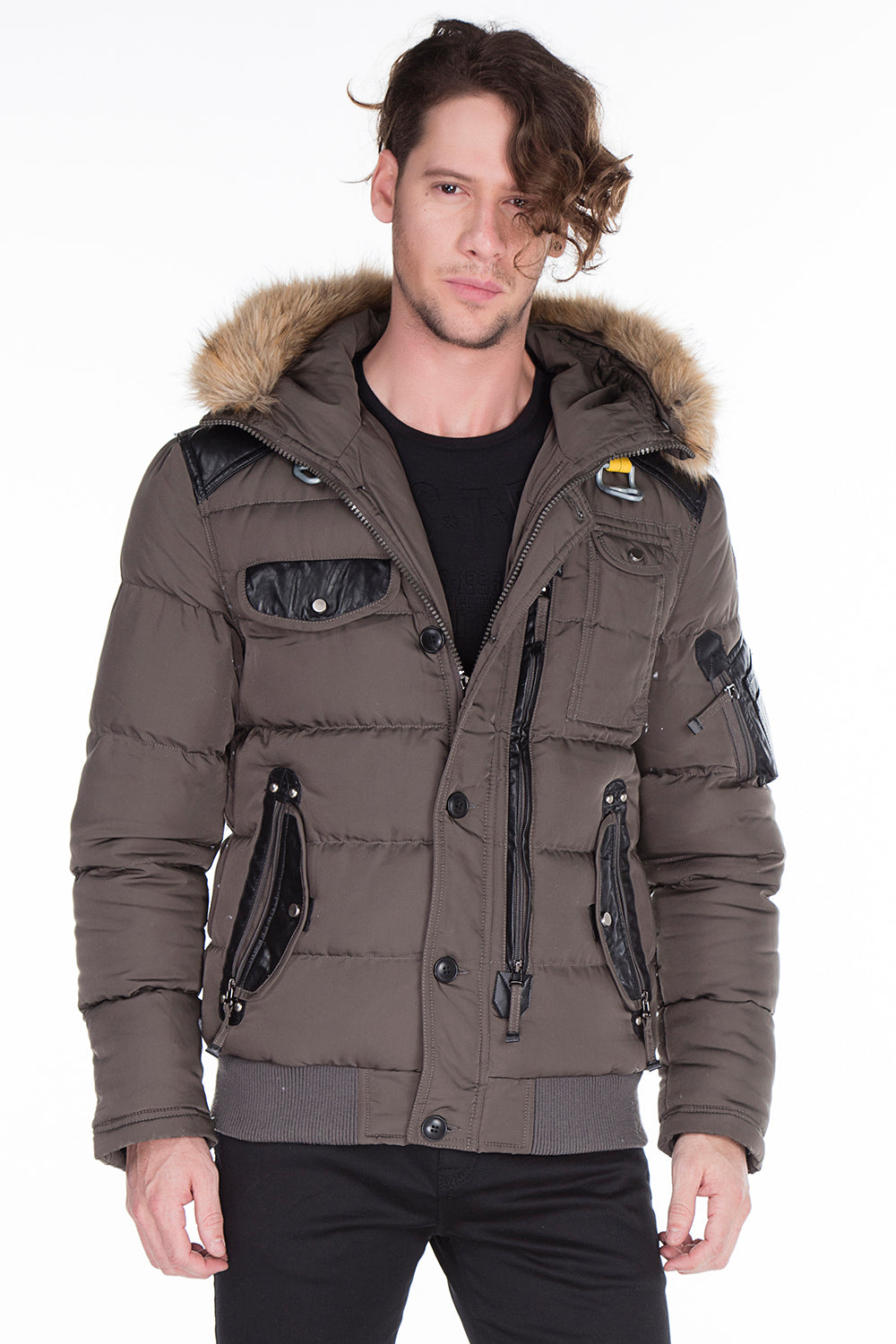 CM120 Men's Winter Jacket – with detachable hood & sporty look