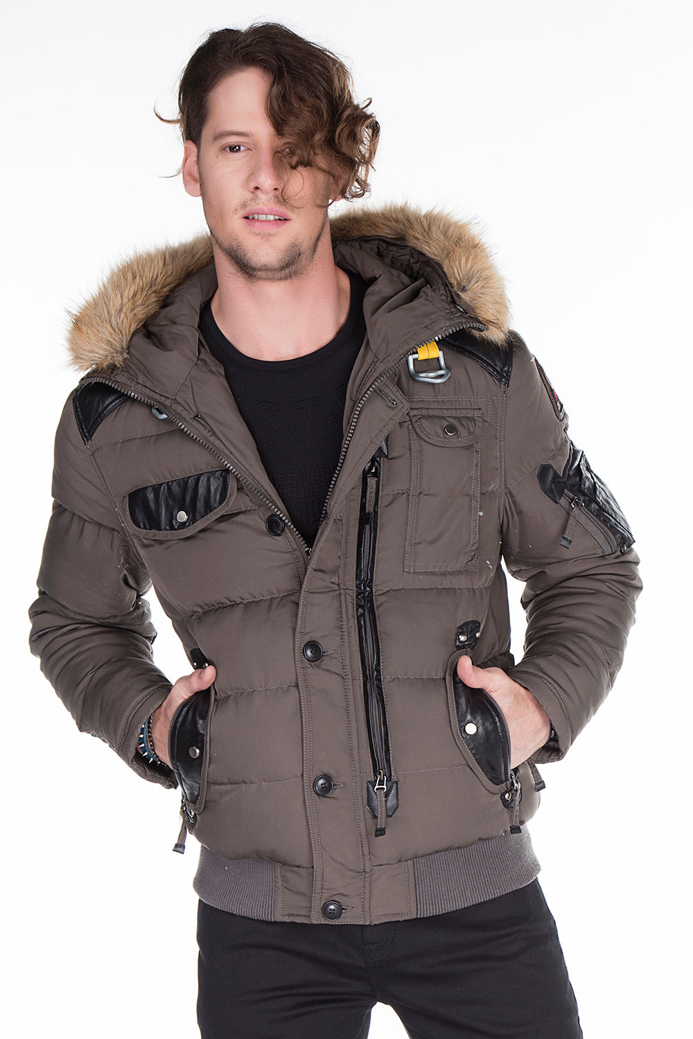 CM120 Men's Winter Jacket – with detachable hood & sporty look