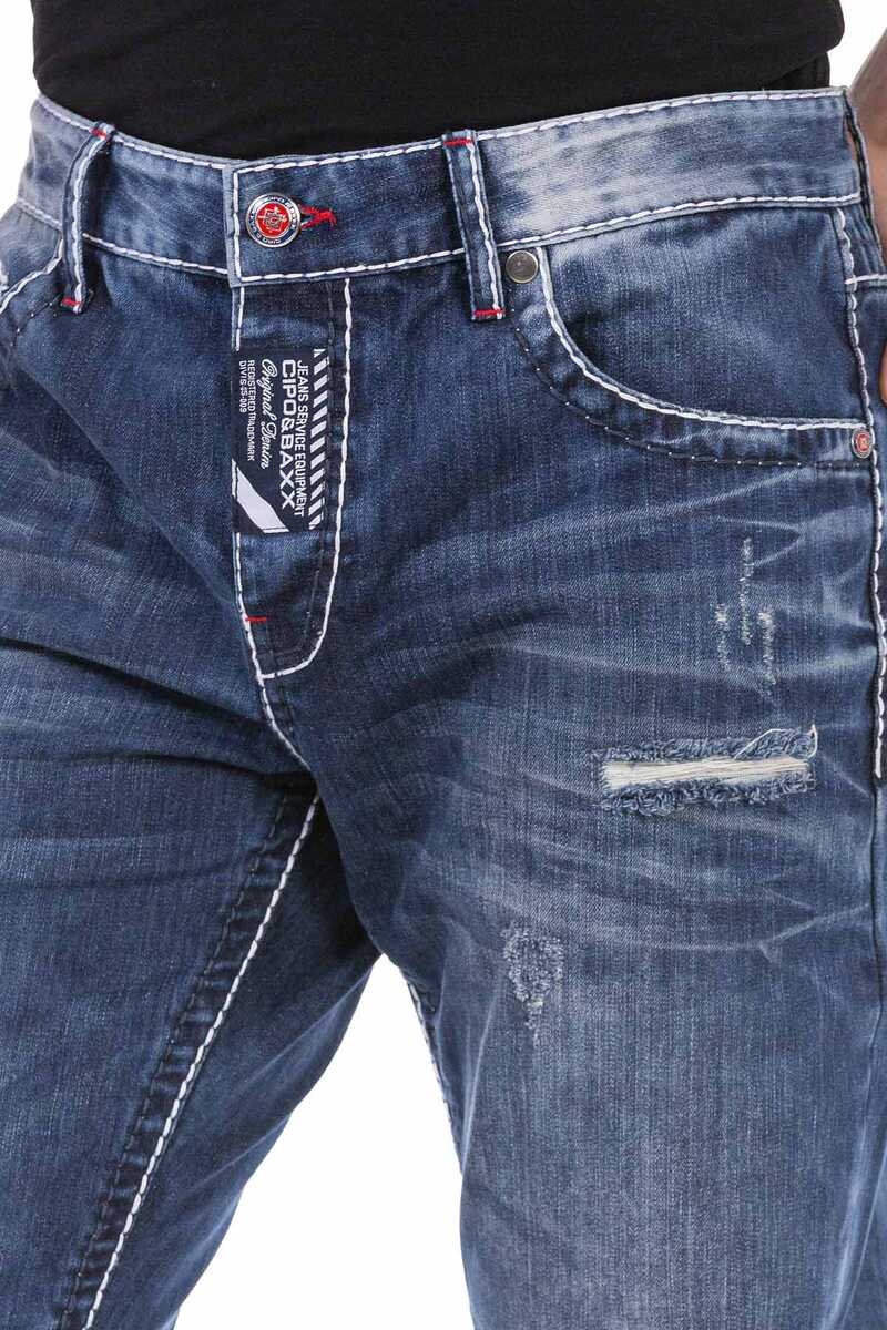 CD701 Men's comfortable jeans with trendy used elements