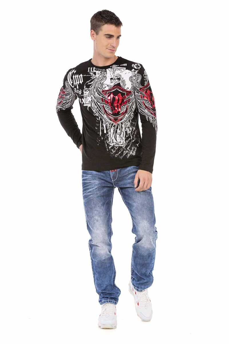 CD701 Men's comfortable jeans with trendy used elements