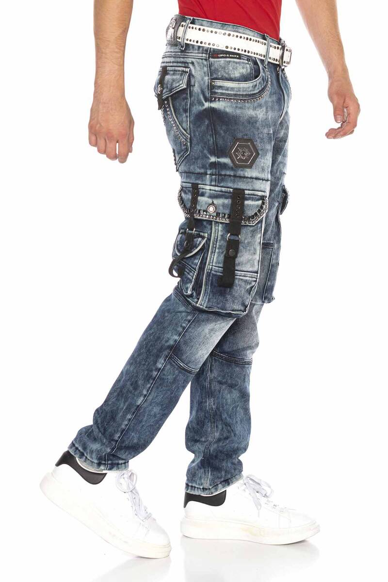 CD650 Men's Straight Fit Jeans with Cool Cargo Pockets