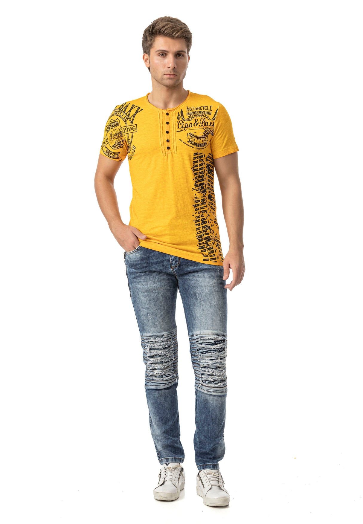 CD898 Men's Slim Fit Jeans – Stylish design with zipper details