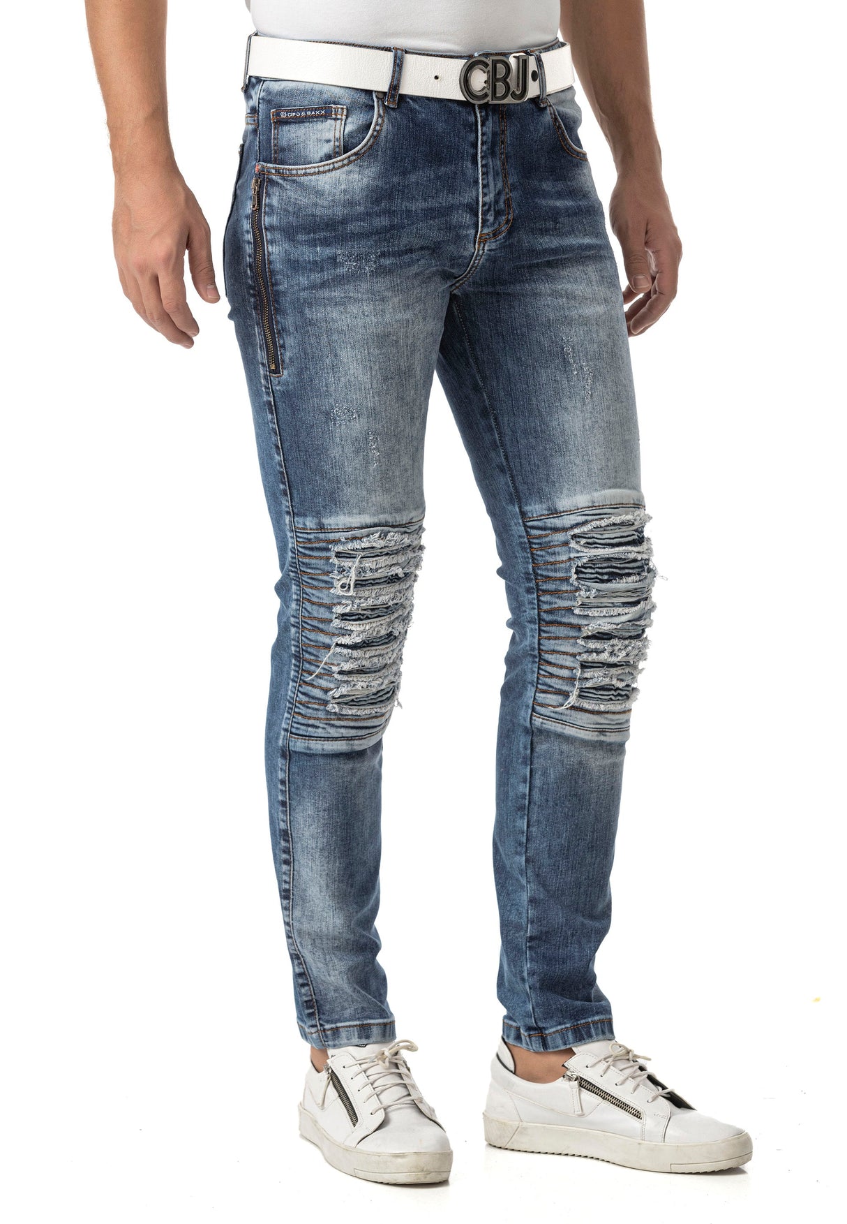 CD898 Men's Slim Fit Jeans – Stylish design with zipper details