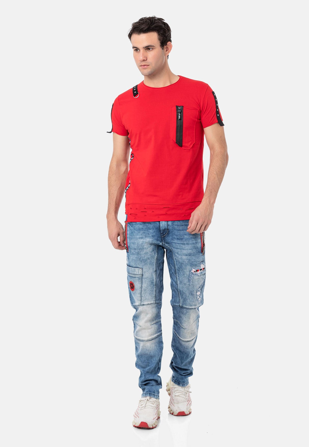 CD847 Men's Designer Jeans with Contrasting Details