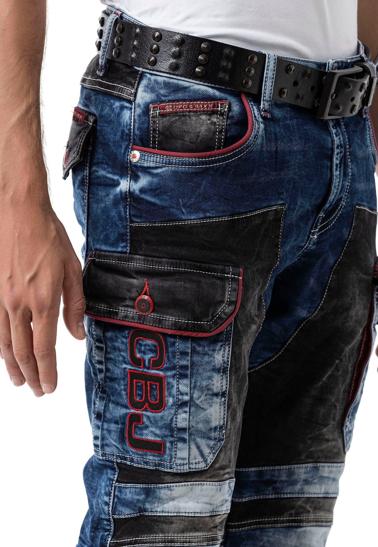CD891 Men's jeans with a unique two-tone design