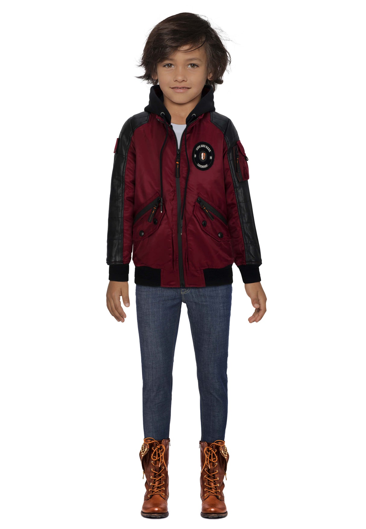 CMK101 – Black children's jacket with hood and zippered pockets