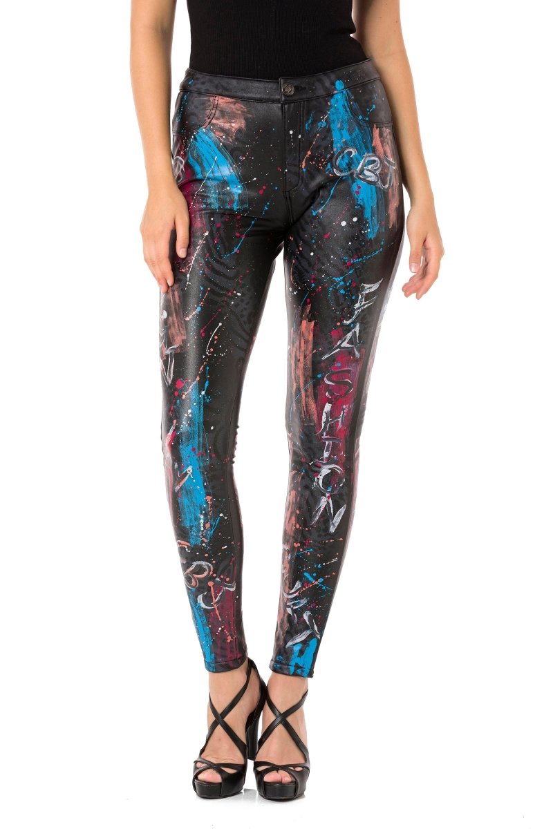 WD487 Women's skinny jeans in a trendy print design