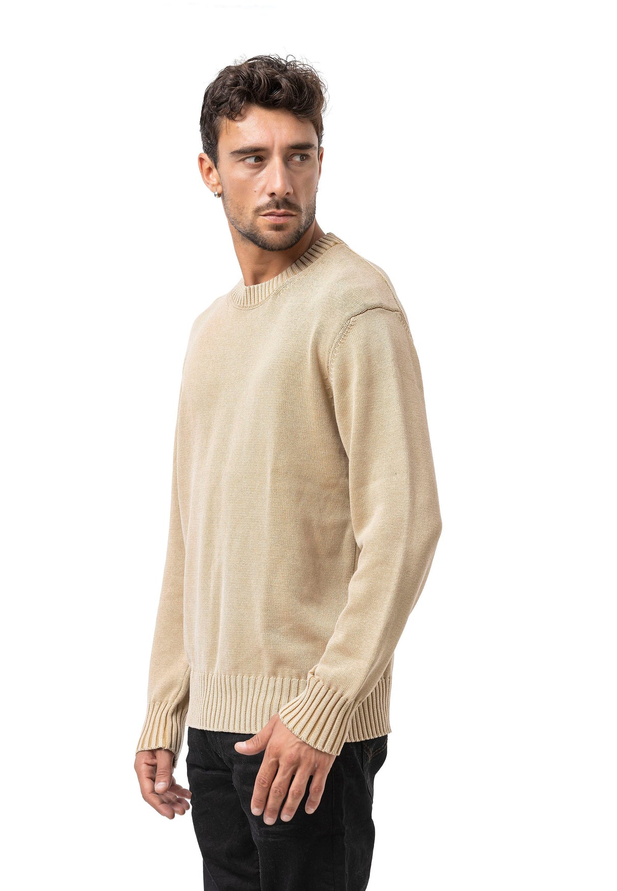 CP289 Men's Cotton Crew Neck Knit Sweater – Texture Meets Comfort