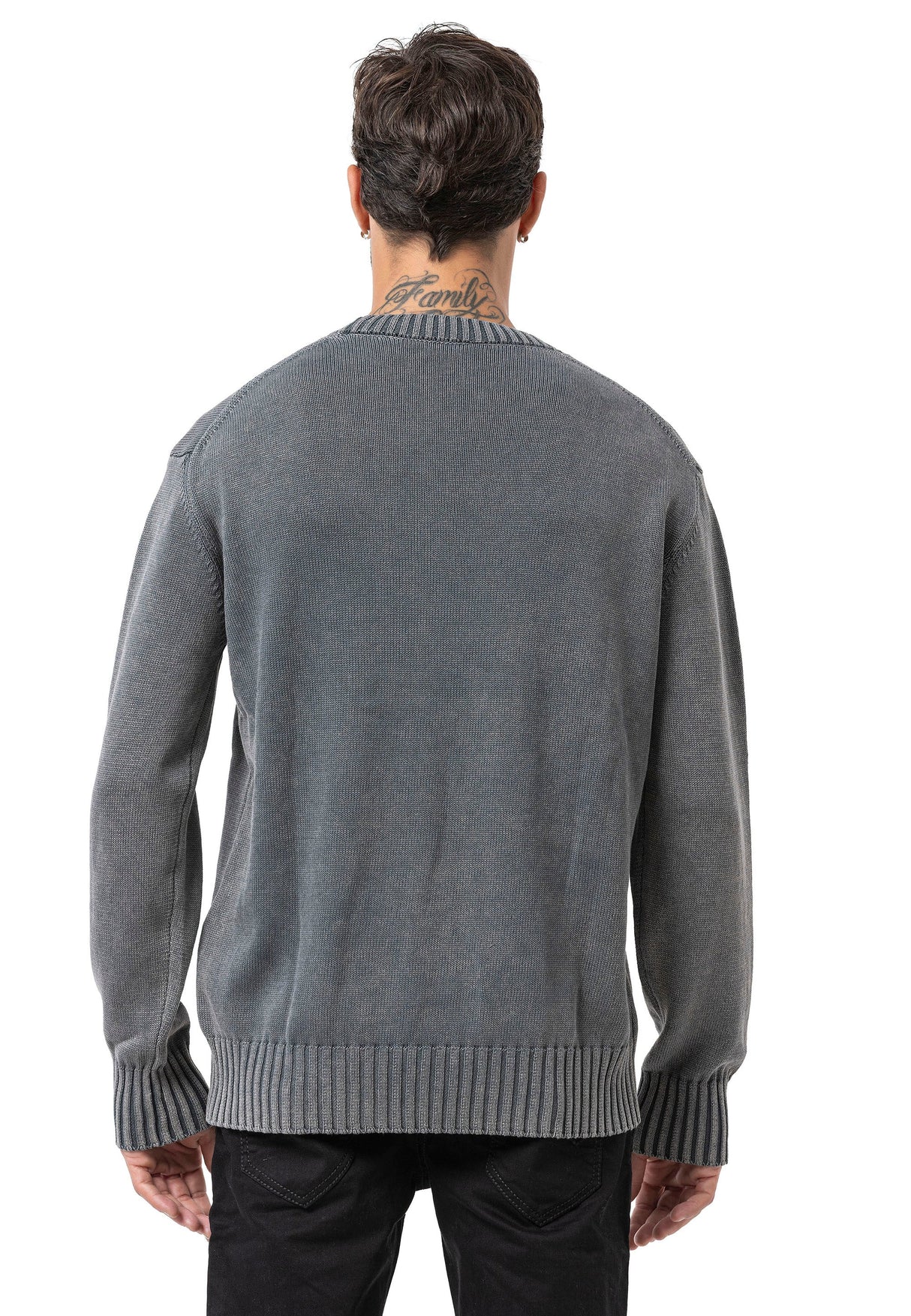 CP289 Men's Cotton Crew Neck Knit Sweater – Texture Meets Comfort