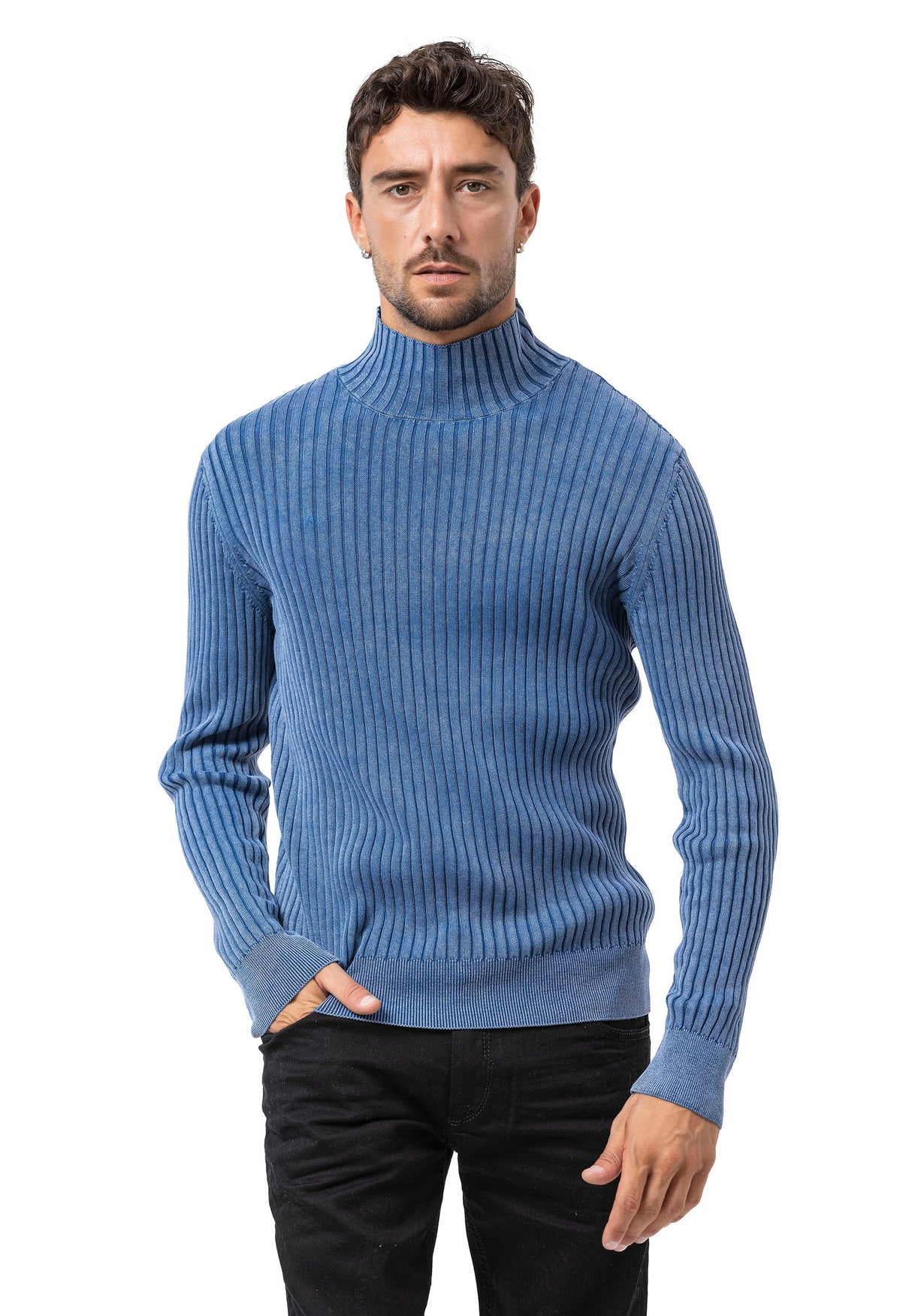 CP288 Men's Cotton Roll Neck Sweater – Ribbed Comfort with a Stylish Silhouette