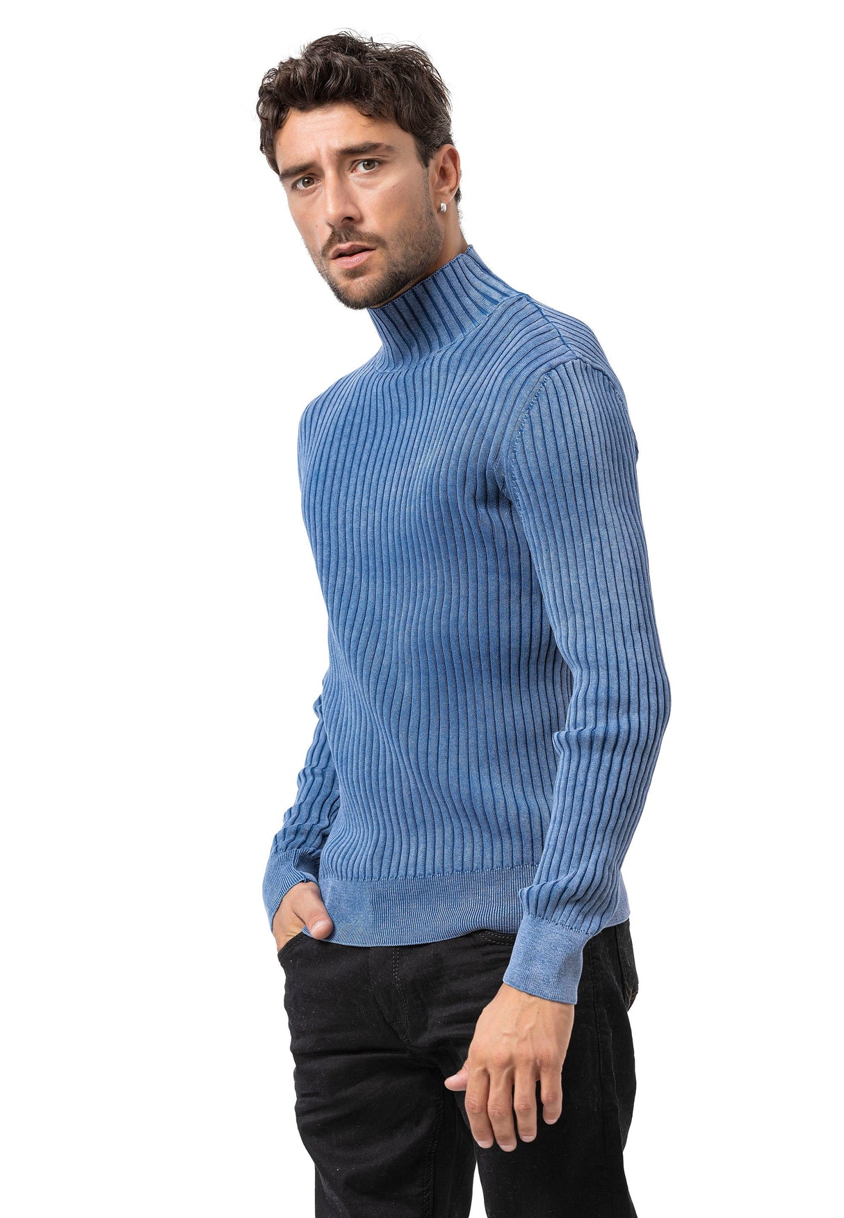 CP288 Men's Cotton Roll Neck Sweater – Ribbed Comfort with a Stylish Silhouette