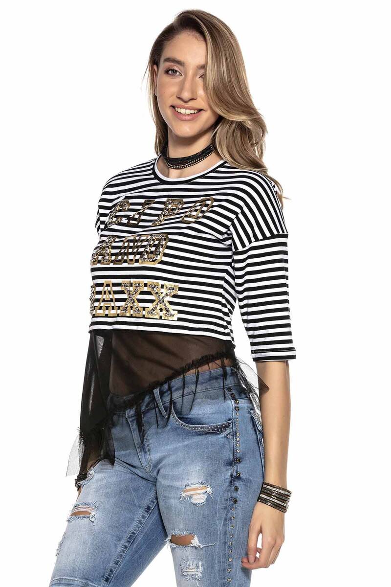 WT277 Women's T-shirt with asymmetrical mesh insert