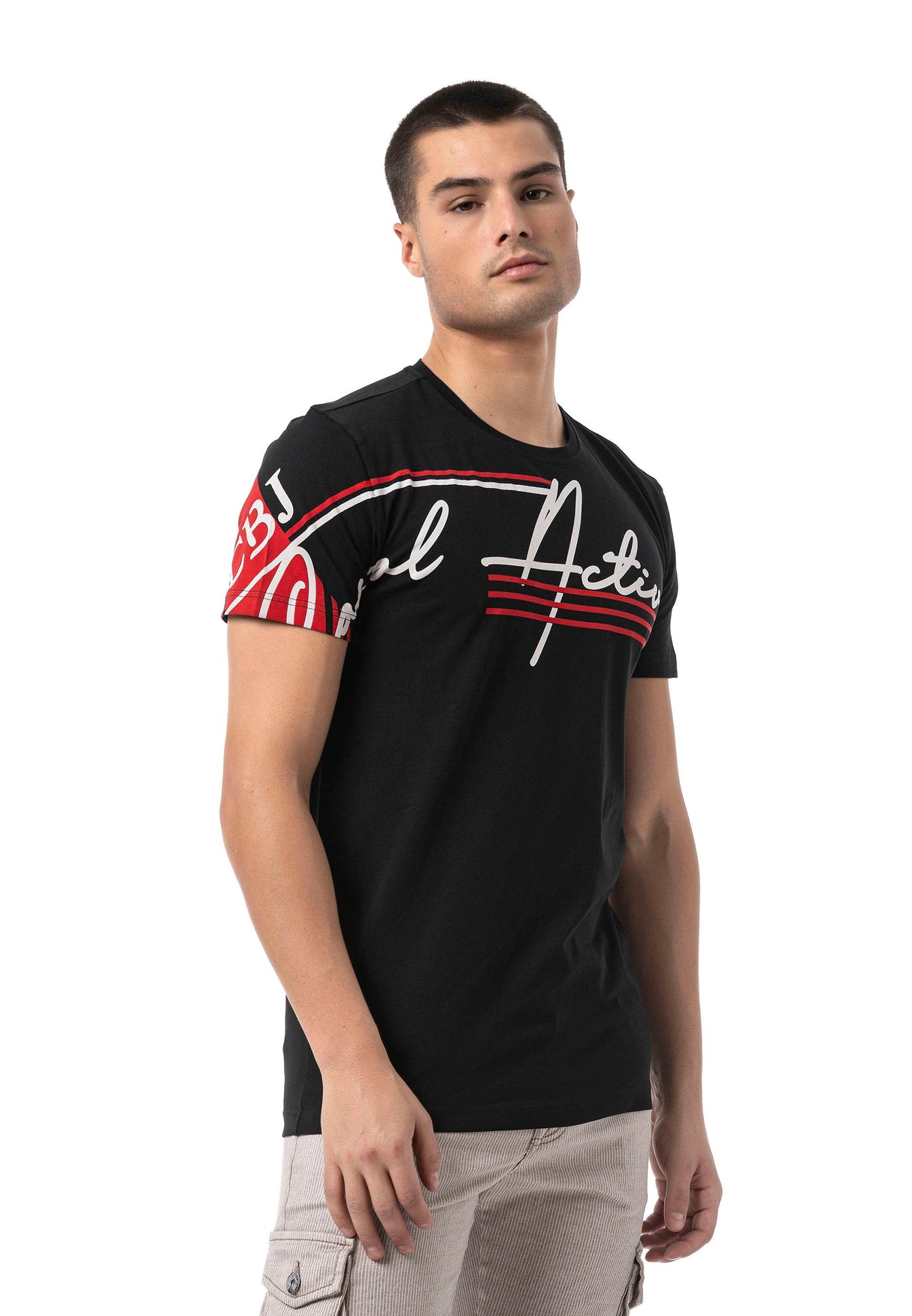 CT796 – Men's T-shirt with round neck and print design