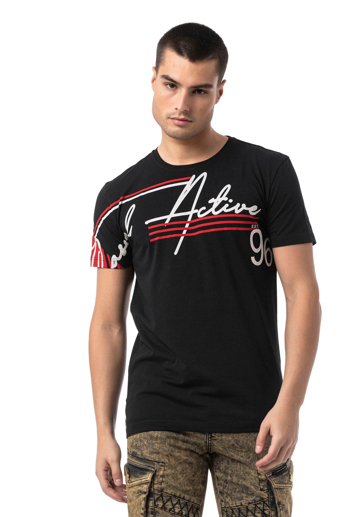 CT796 – Men's T-shirt with round neck and print design