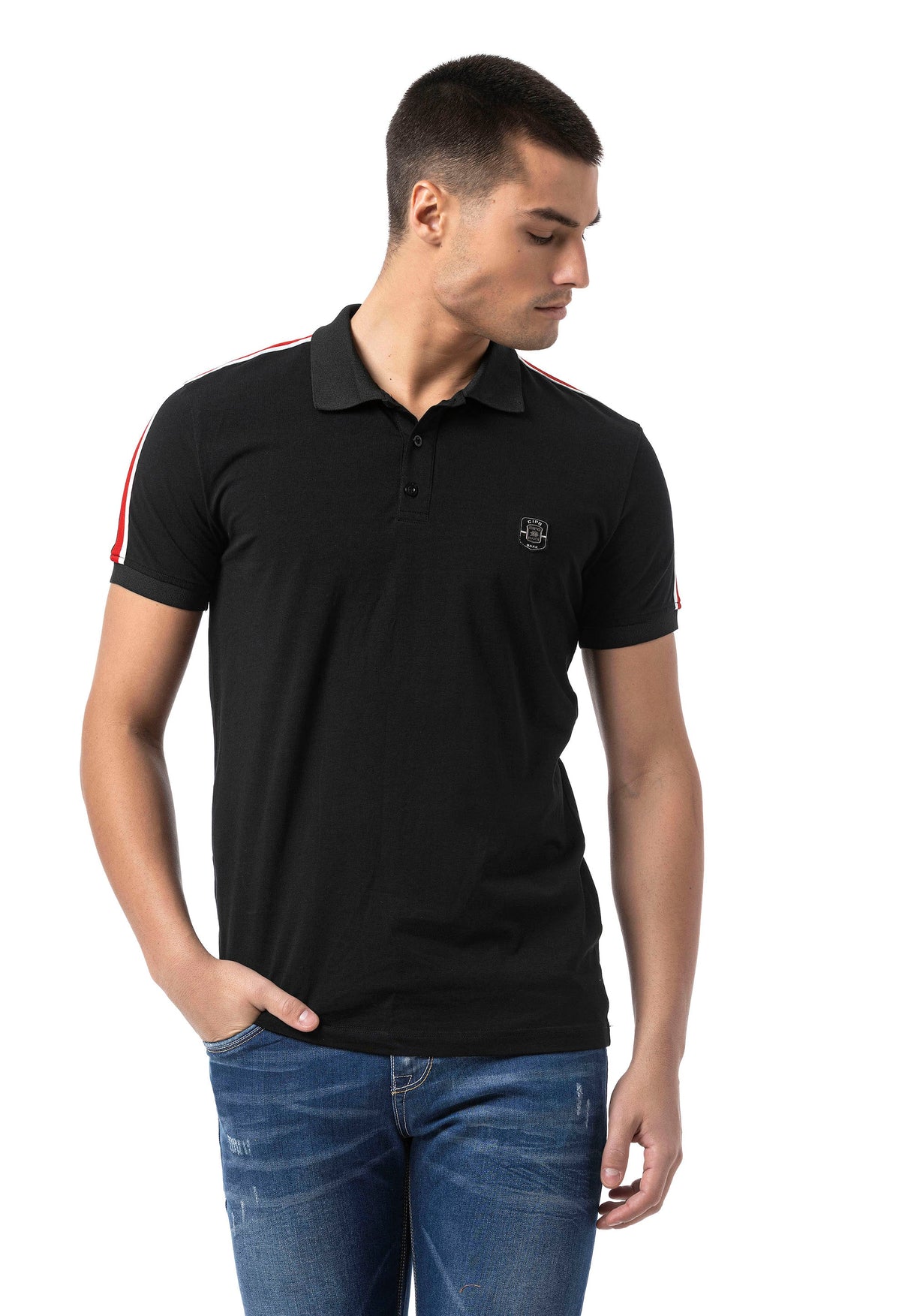 CT801 - Men's T-shirt with logo and stylish sleeves