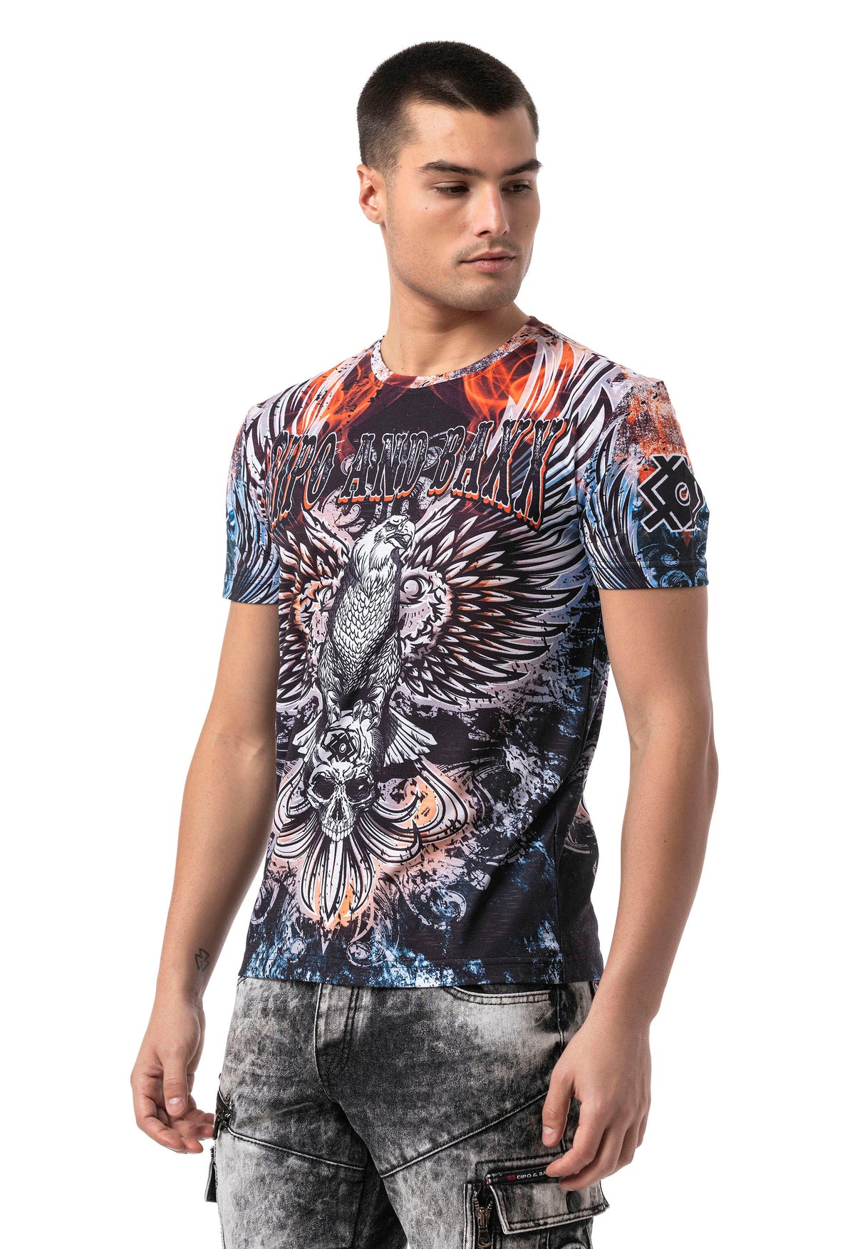 CT818 Men's T-Shirt with Digital Print and Regular Fit Style
