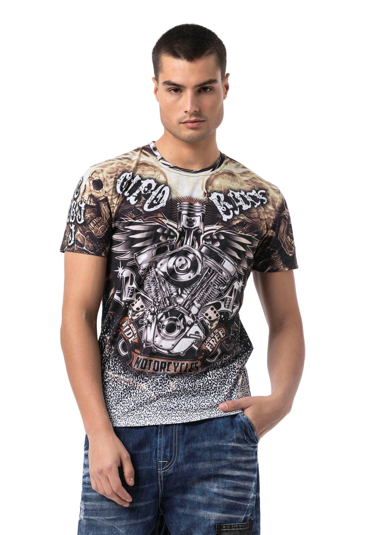 CT820 - Men's T-shirt with digital print and crew neck