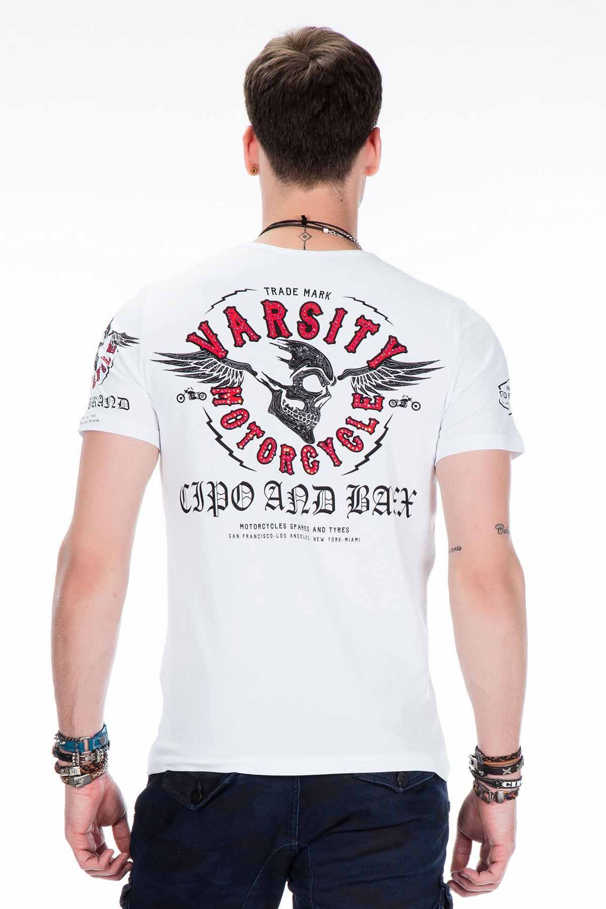 CT375 Men's T-Shirt Varsity Motorcycle in Fit Cut