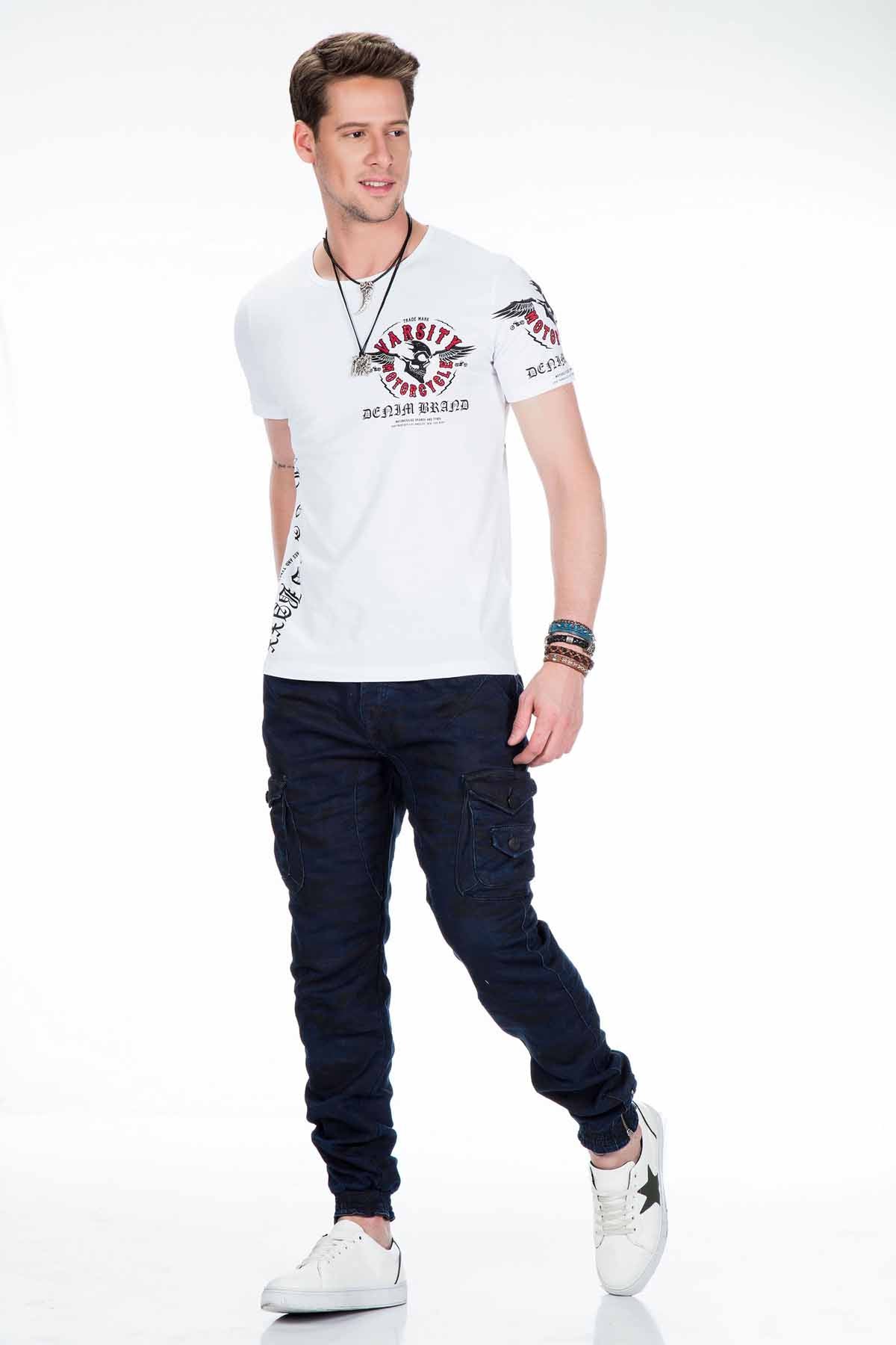 CT375 Men's T-Shirt Varsity Motorcycle in Fit Cut