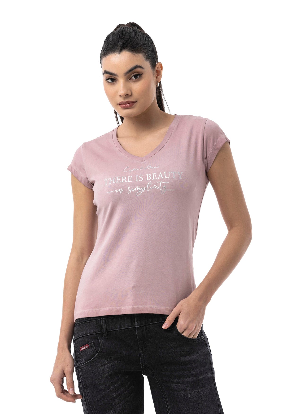 WT396 – Blue, round neck, front print “There is Beauty in Simplicity”, casual fit