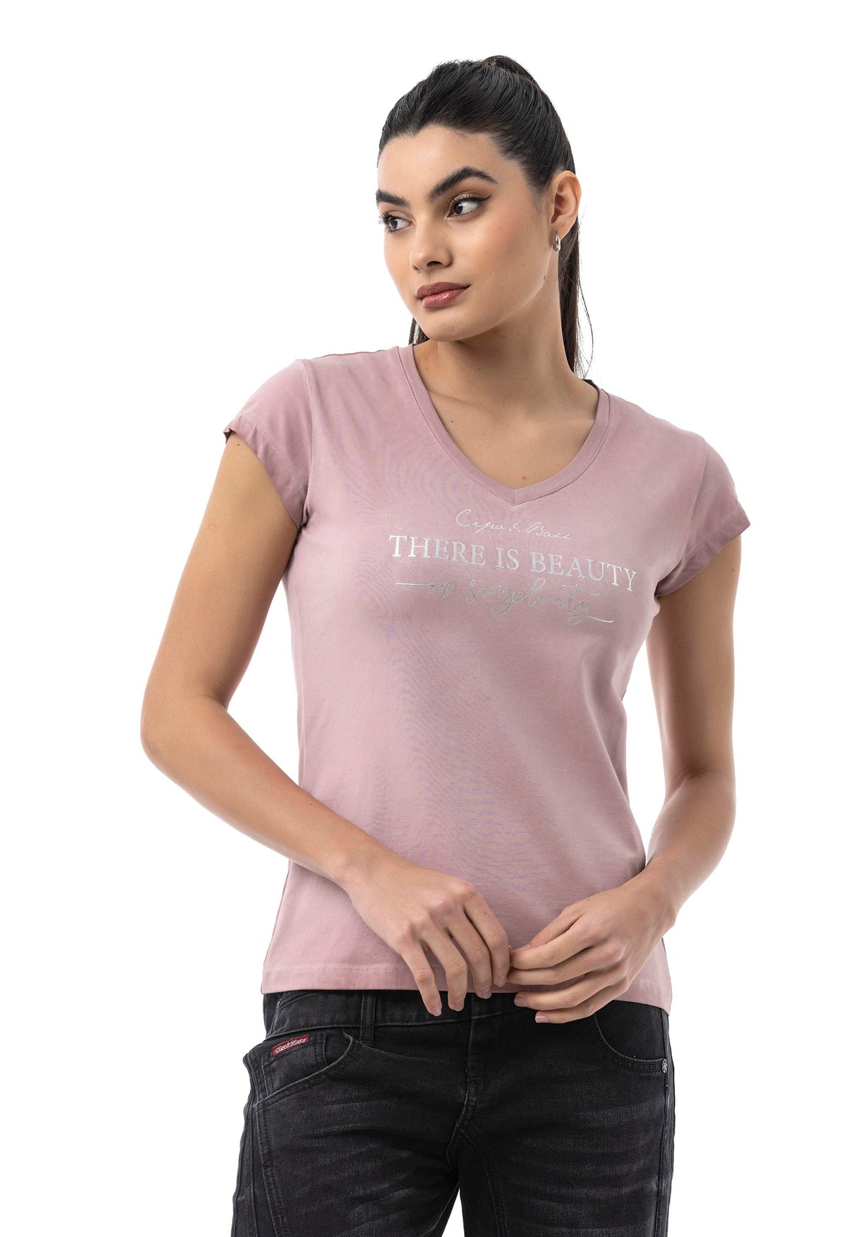 WT396 – Blue, round neck, front print “There is Beauty in Simplicity”, casual fit