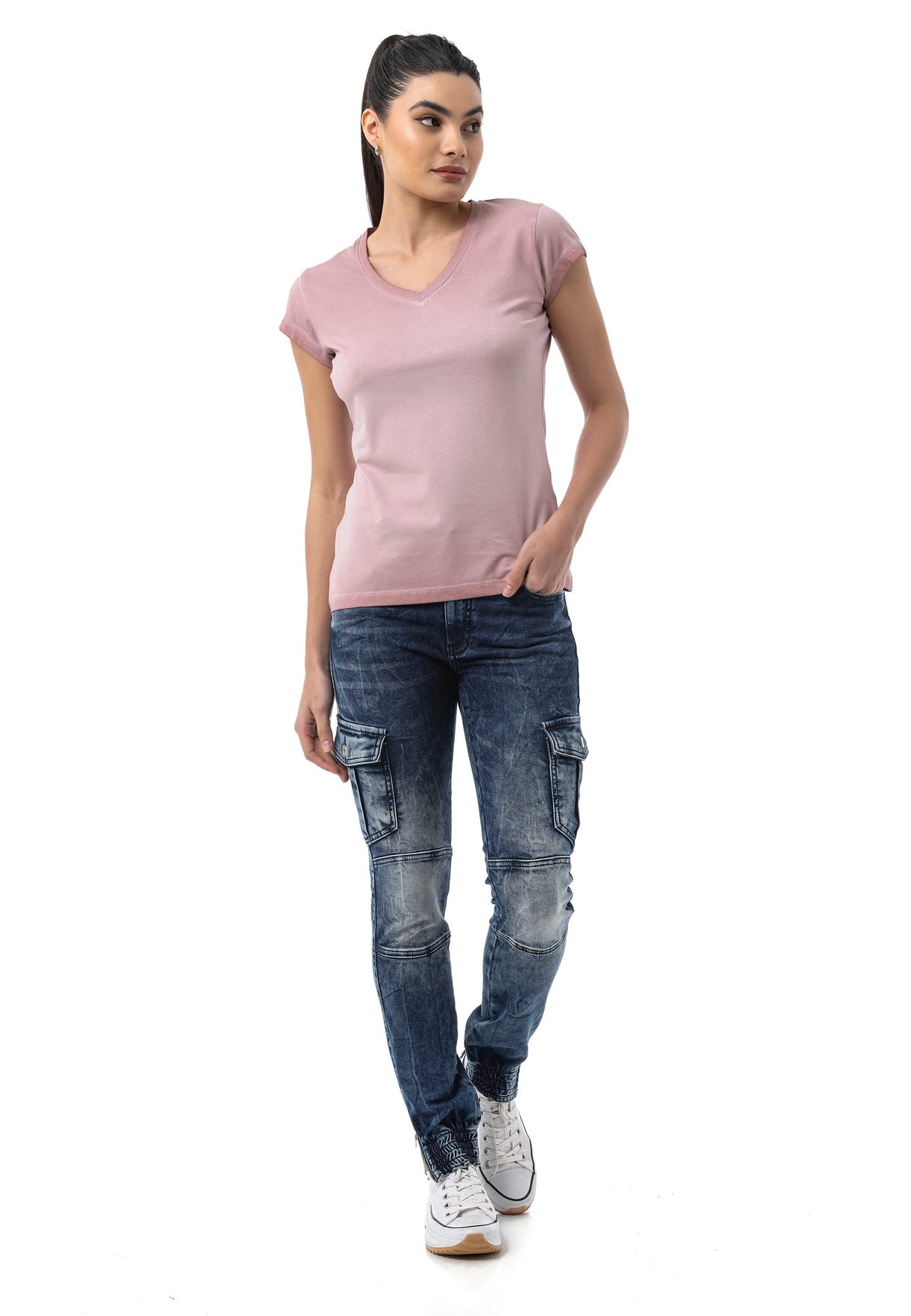 WT385 – Blue, V-neck, short sleeves, casual fit for everyday wear & leisure