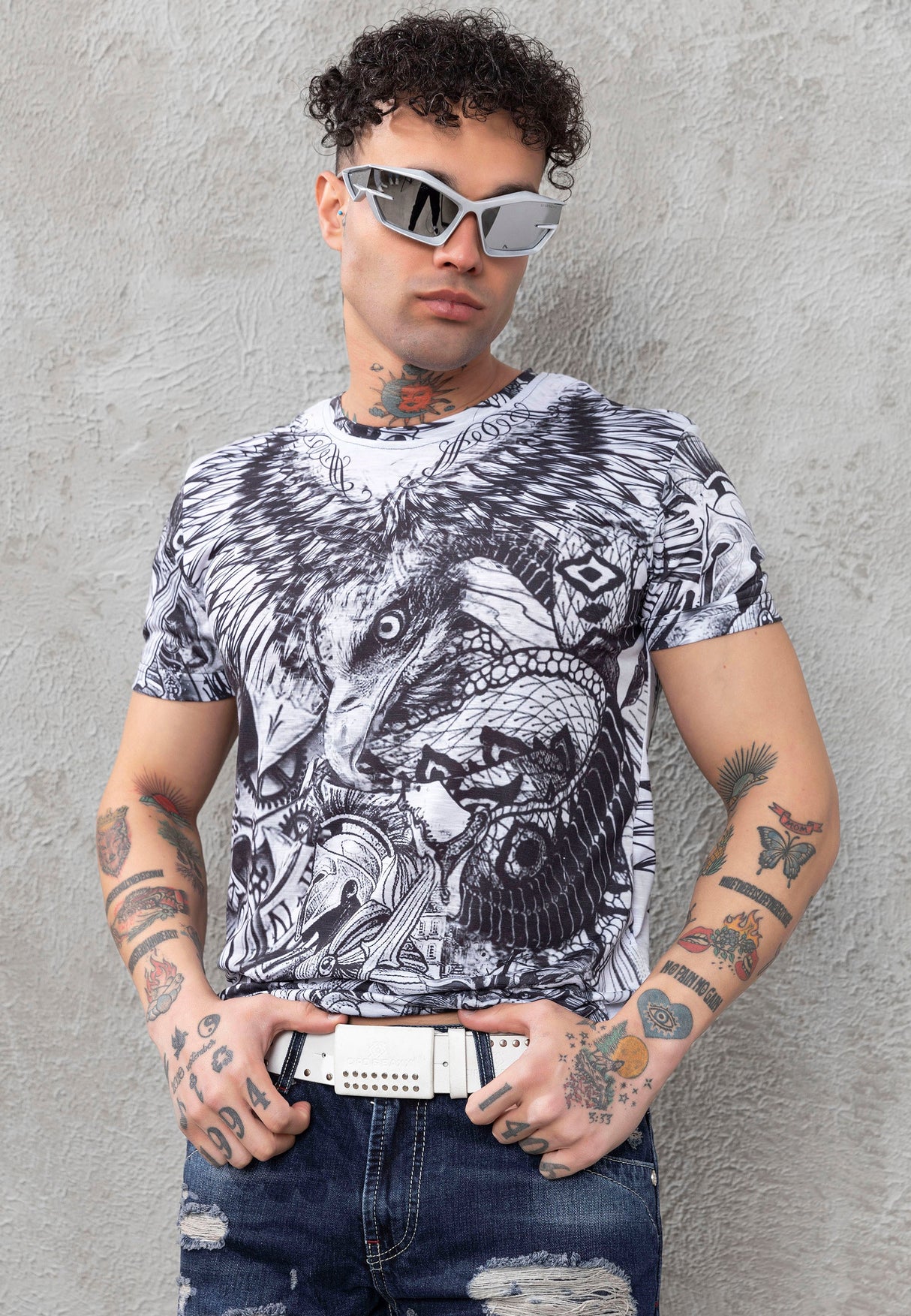 CT781 Men's T-shirt with large eagle print